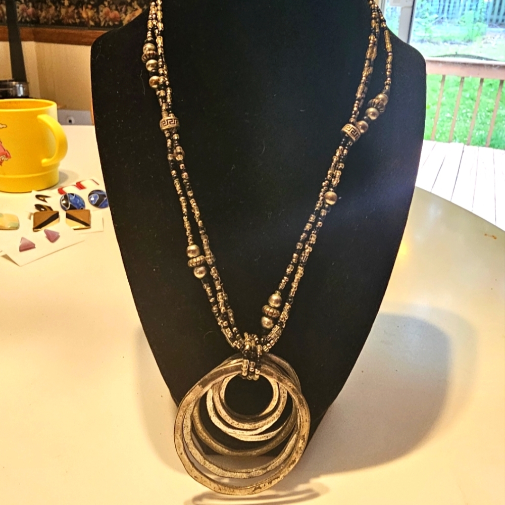 Vintage Abstract Circles Necklace